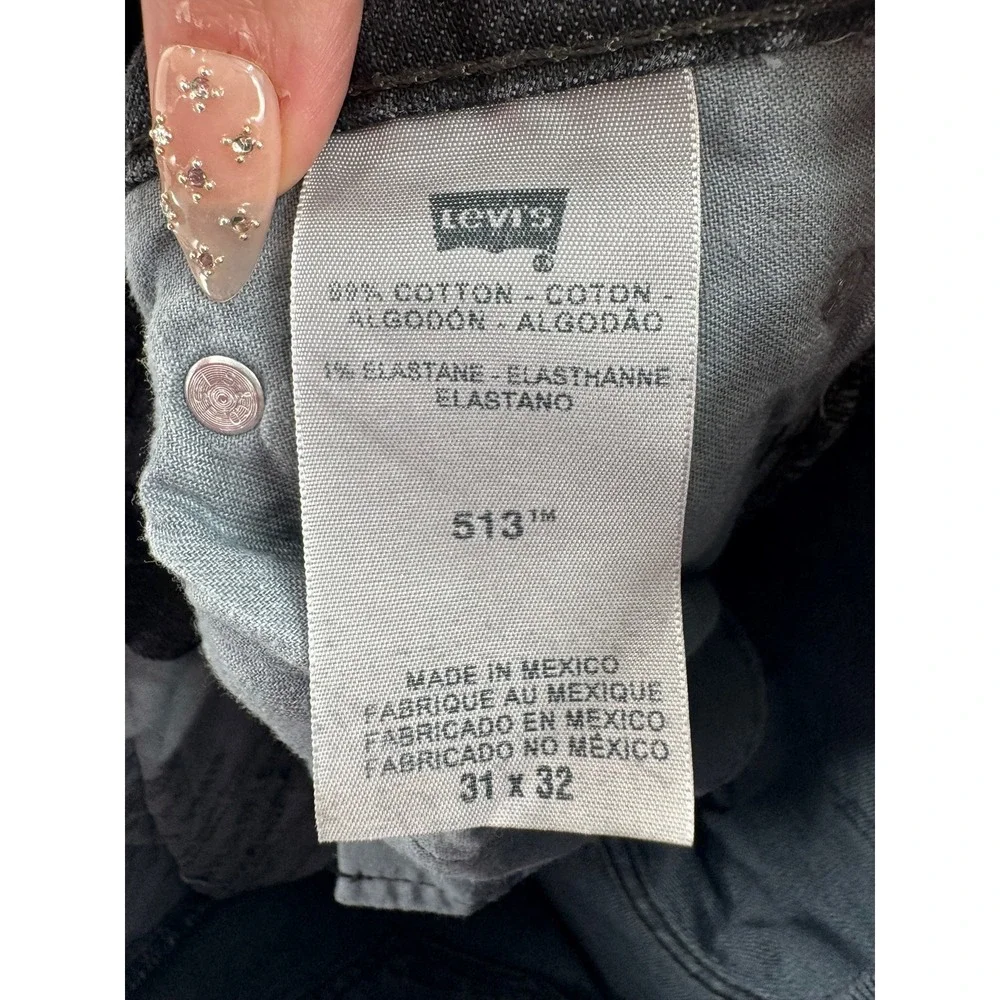 Levis 513 Slim Straight Jeans Mens 31x32 Dark Gray Denim Pants